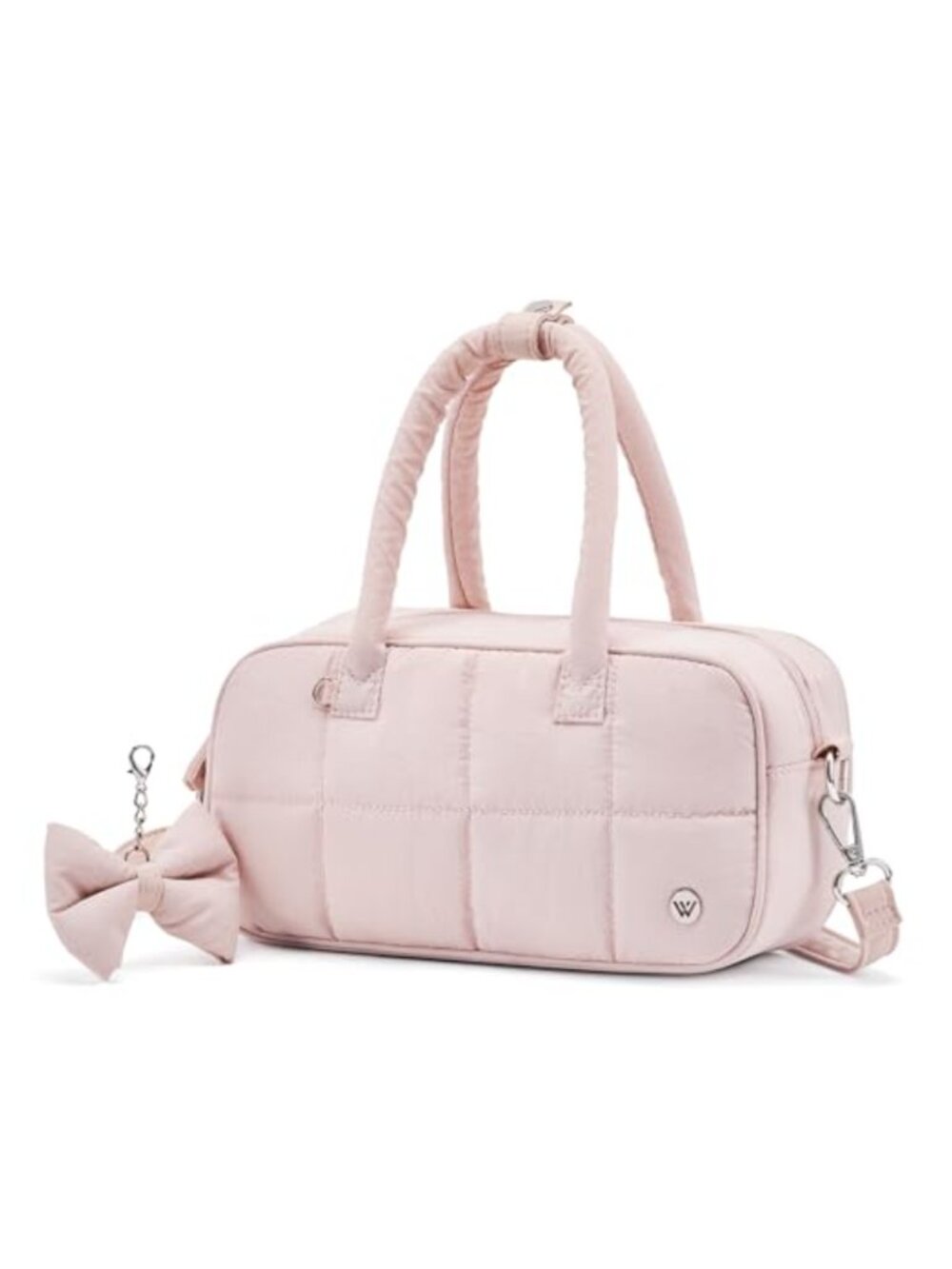 Quilted Puffer Crossbody Bag Nylon Adjustable Strap Cosmetic Makeup Organizer